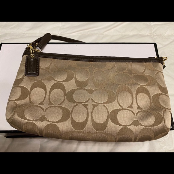Coach Brown and Tan Wristlet Purse - Picture 3 of 4